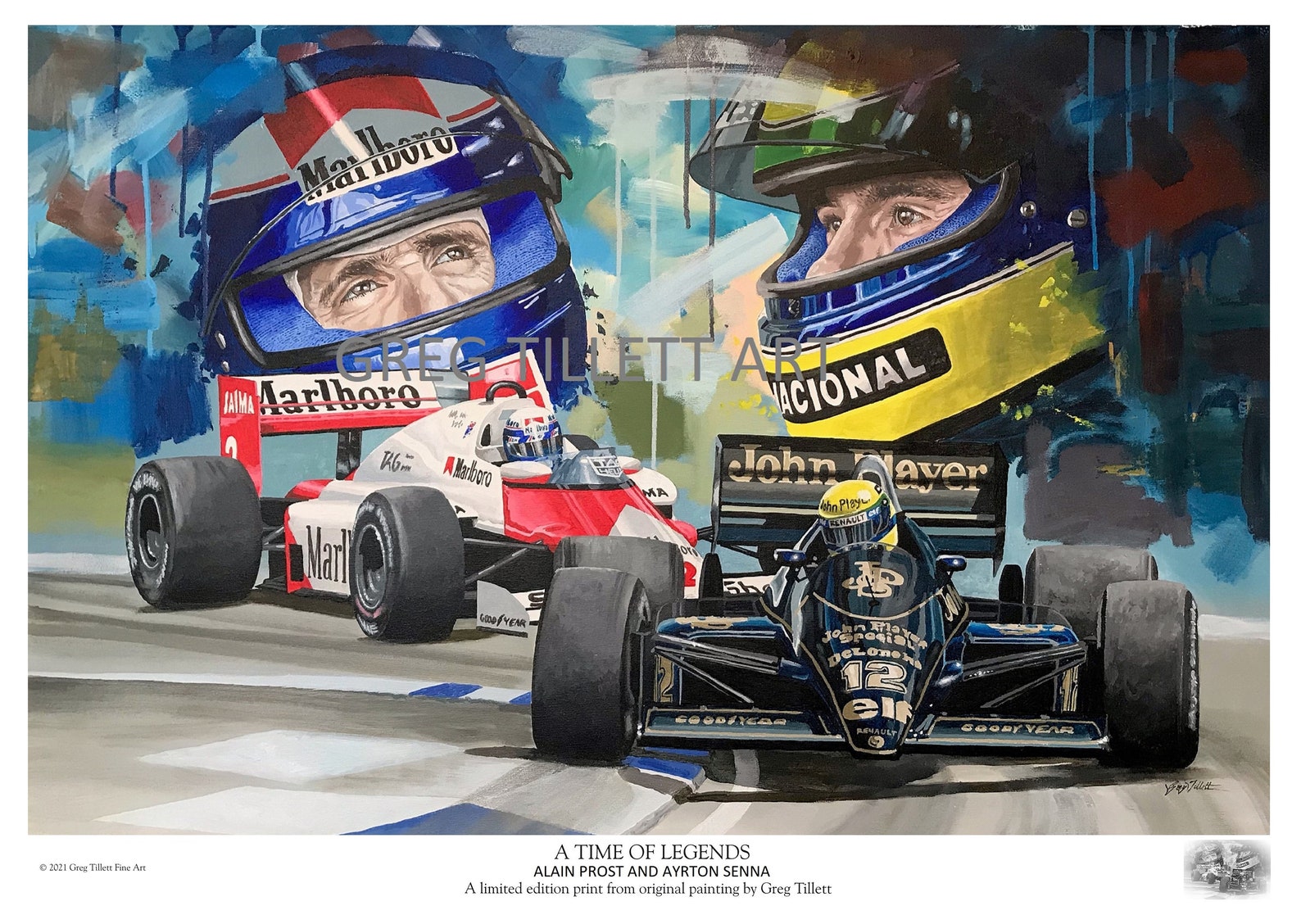 Alain Prost en Ayrton Senna Limited edition art print van een | Etsy