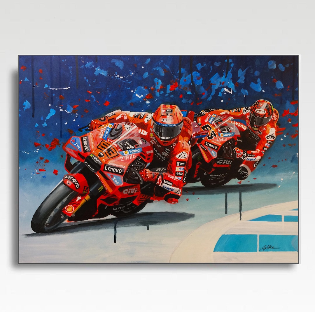 Marc Marquez Francesco Bagnaia, Art Print on Paper or Stretched