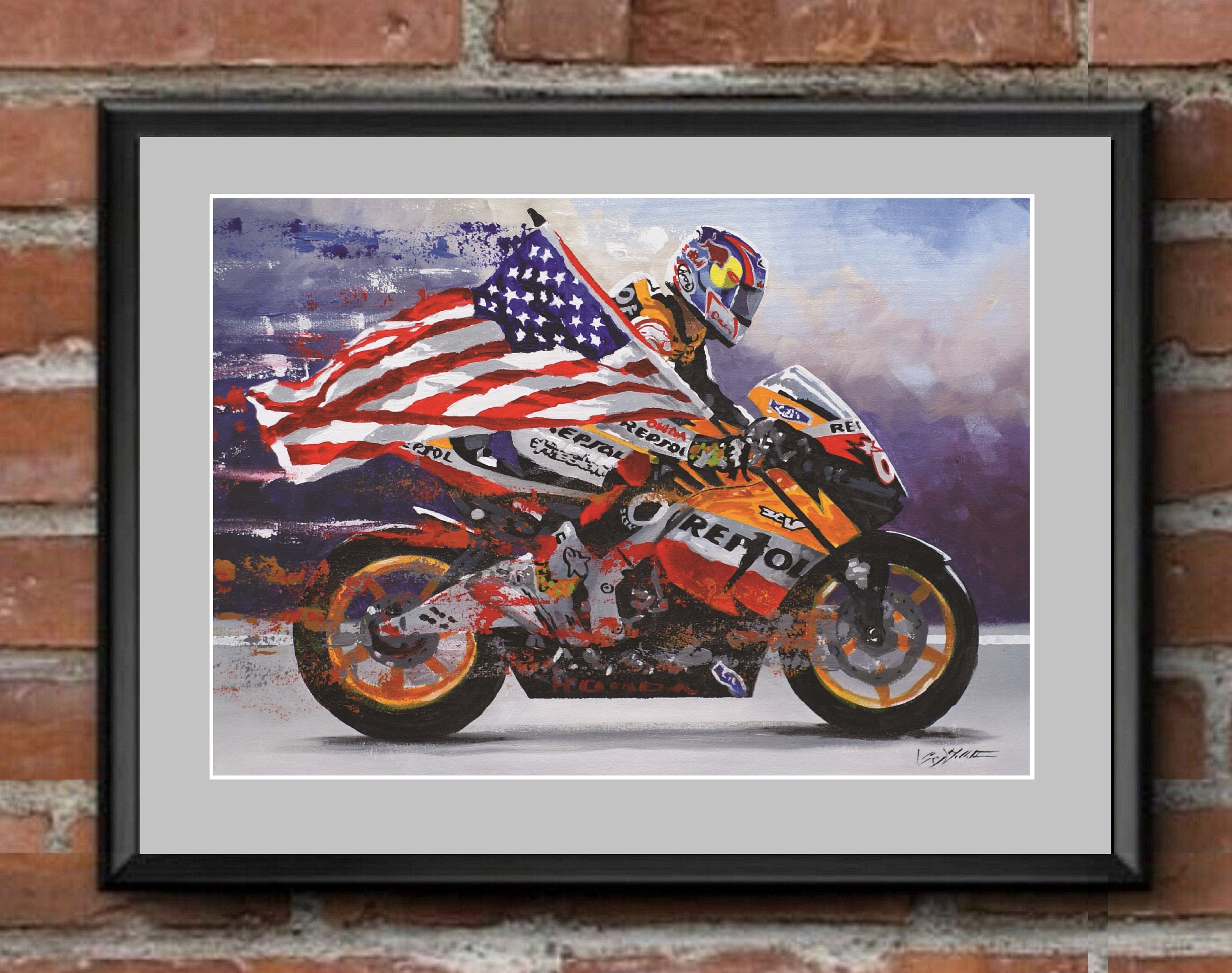 Nicky Hayden Art Print on Paper or Stretched Canvas Motogp