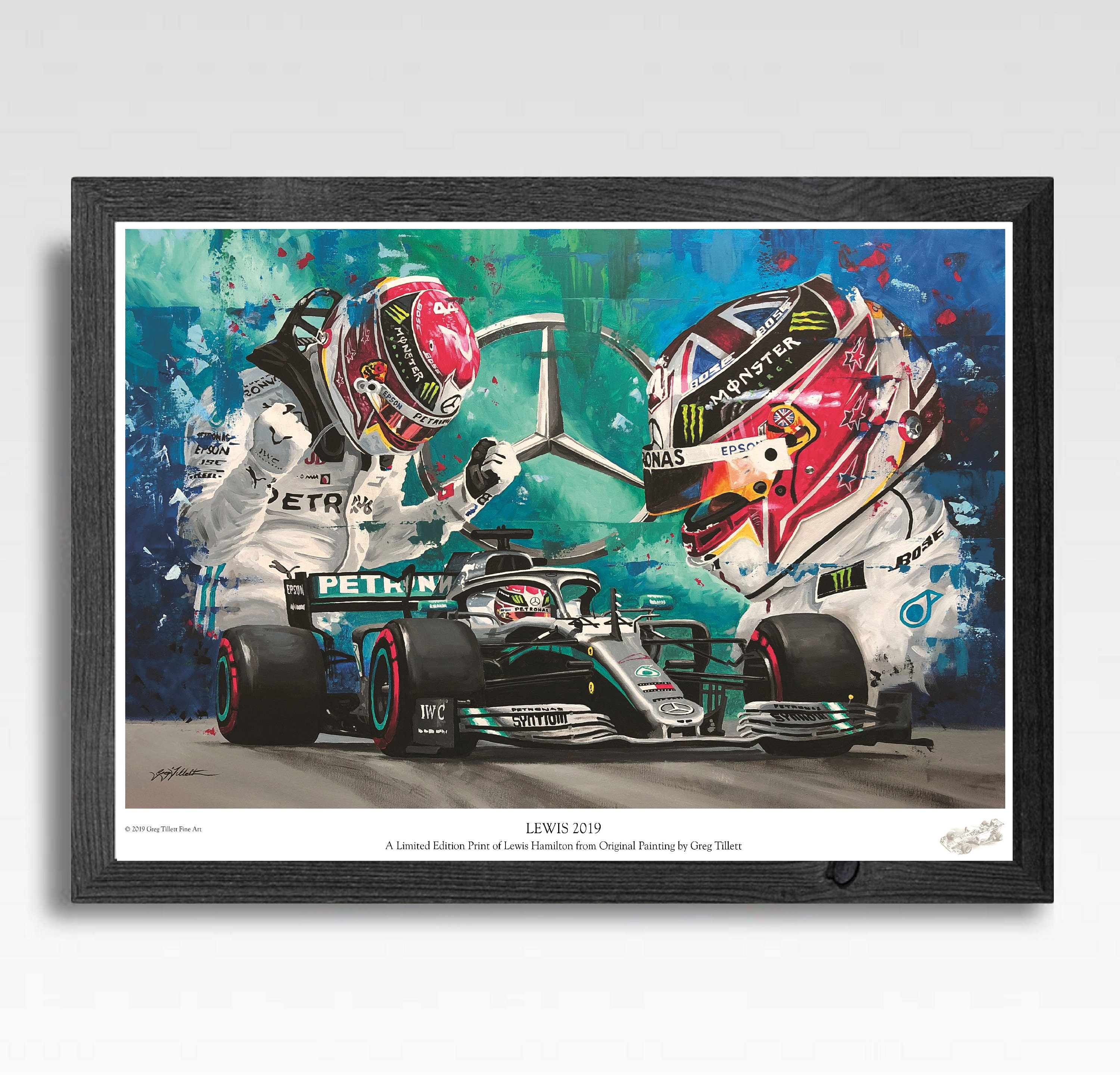 Poster A3 Lewis Hamilton F1 - Tirage D'après Peinture Greg Tillett - Nouveau