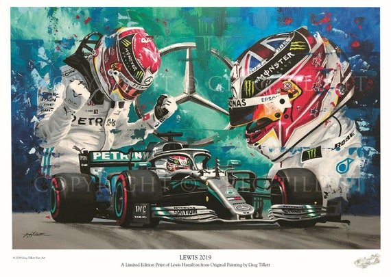 SAVE UP TO 25% Lewis Hamilton Limited Edition Art Print From an Original  Painting by Greg Tillett Formula One Gift F1 Poster 