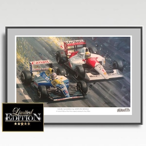 Ayrton Senna & Nigel Mansell F1 Kunstdruck: Limitierte Edition A3 Poster