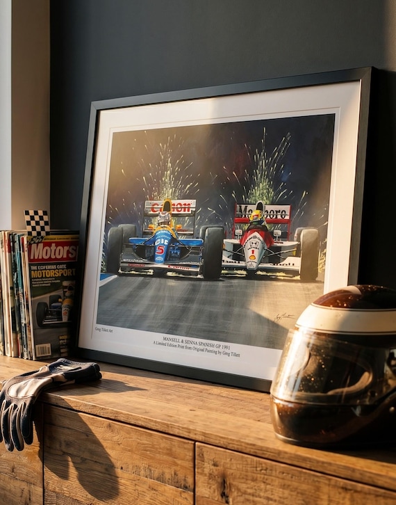 Ayrton Senna & Nigel Mansell - Spanish GP 1991 F1 Art Print