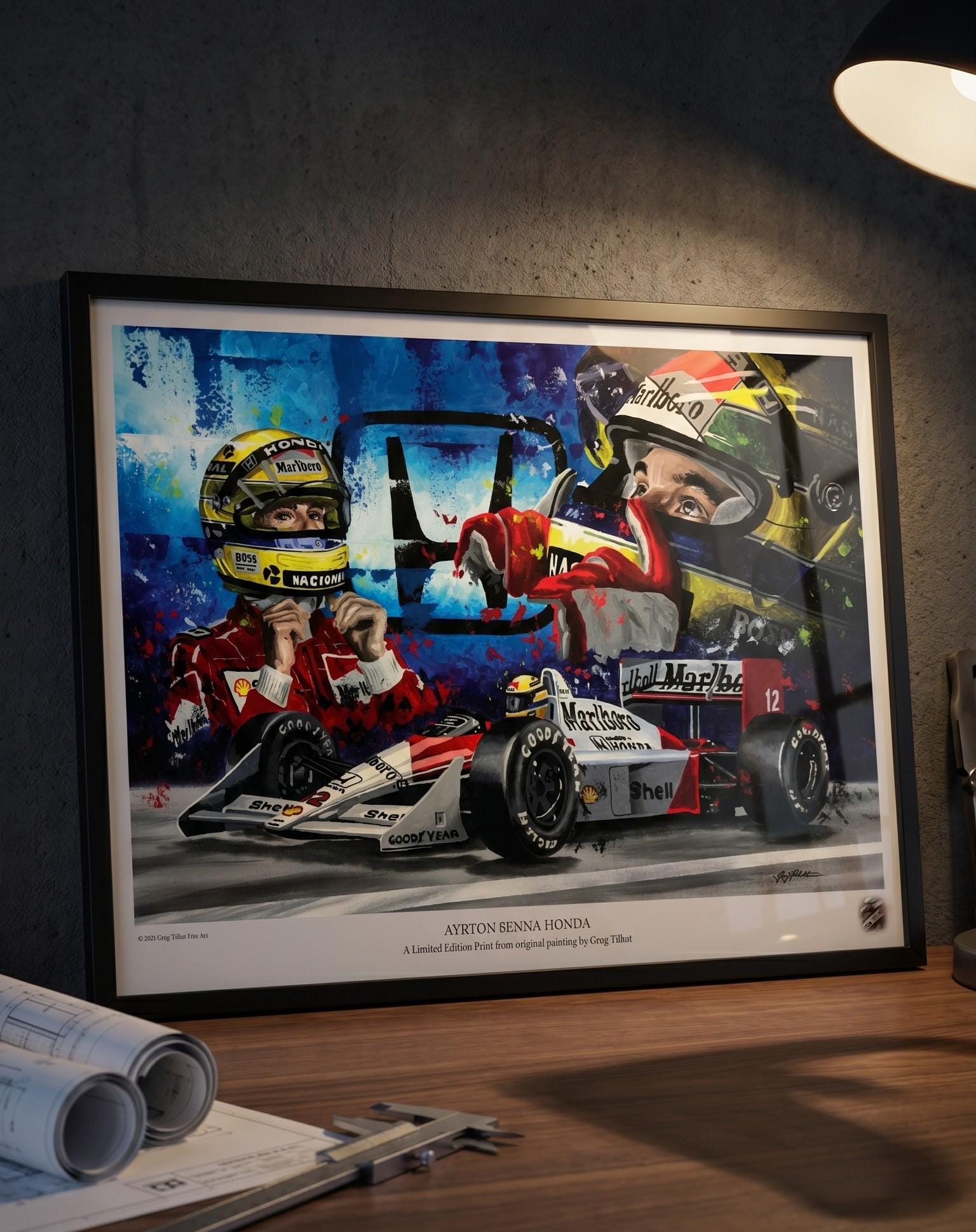 Ayrton Senna A3 Art Print: Limited Edition F1 Poster, Hand Signed
