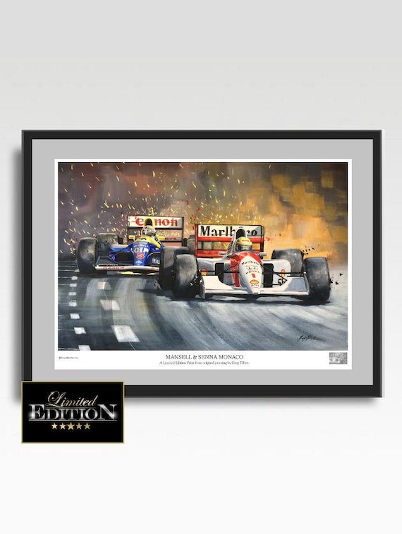 Ayrton Senna & Nigel Mansell A3 F1 Art Print: Signed Limited