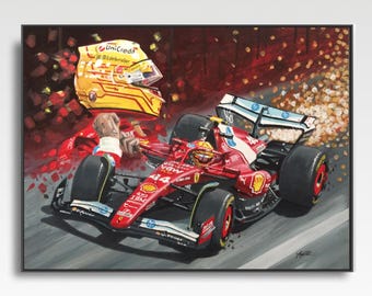 LEWIS HAMILTON FERRARI SF25 2025 A3 car art print from an original painting by Greg Tillett F1 Formula One Gift Poster Wall Art