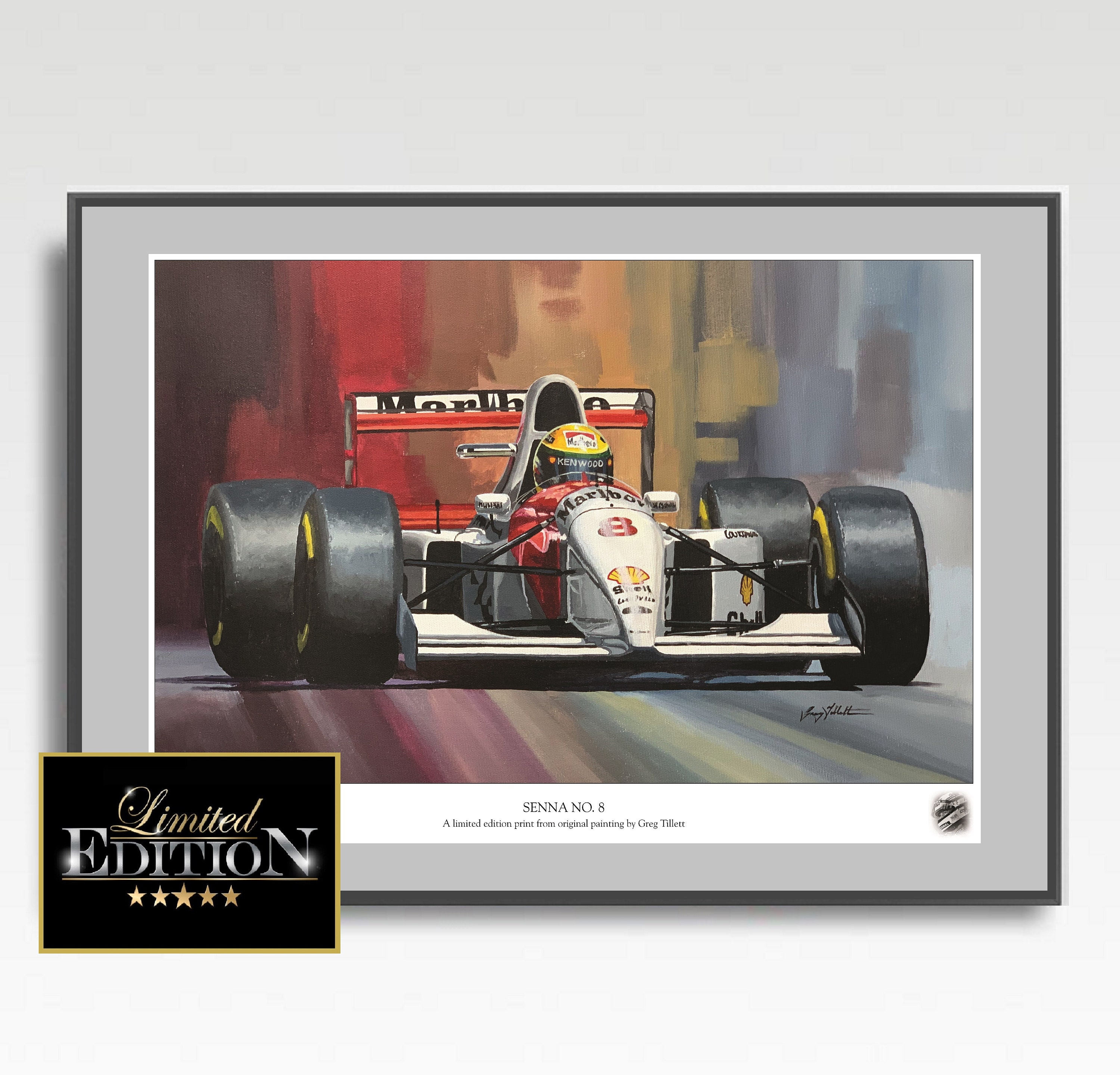 F1ワールドチャンピオンアランプロストとデイモンヒル額付きサイン