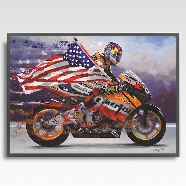 Nicky Hayden the Kentucky Kid art print from an original painting by Greg Tillett MotoGP Gift Honda Poster