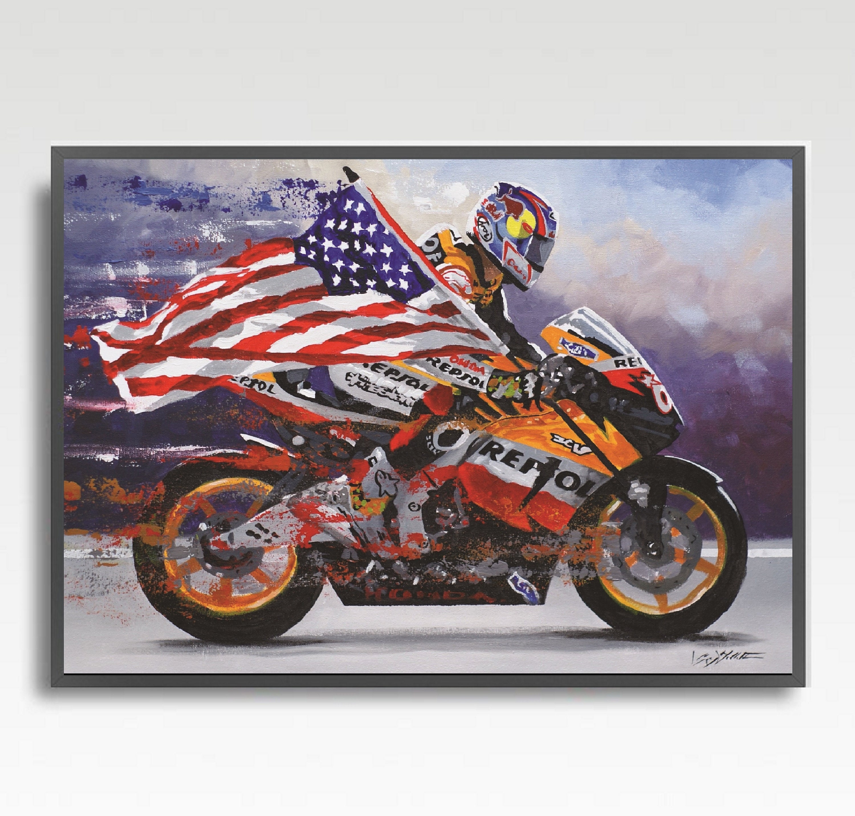 Nicky Hayden Art Print on Paper or Stretched Canvas Motogp