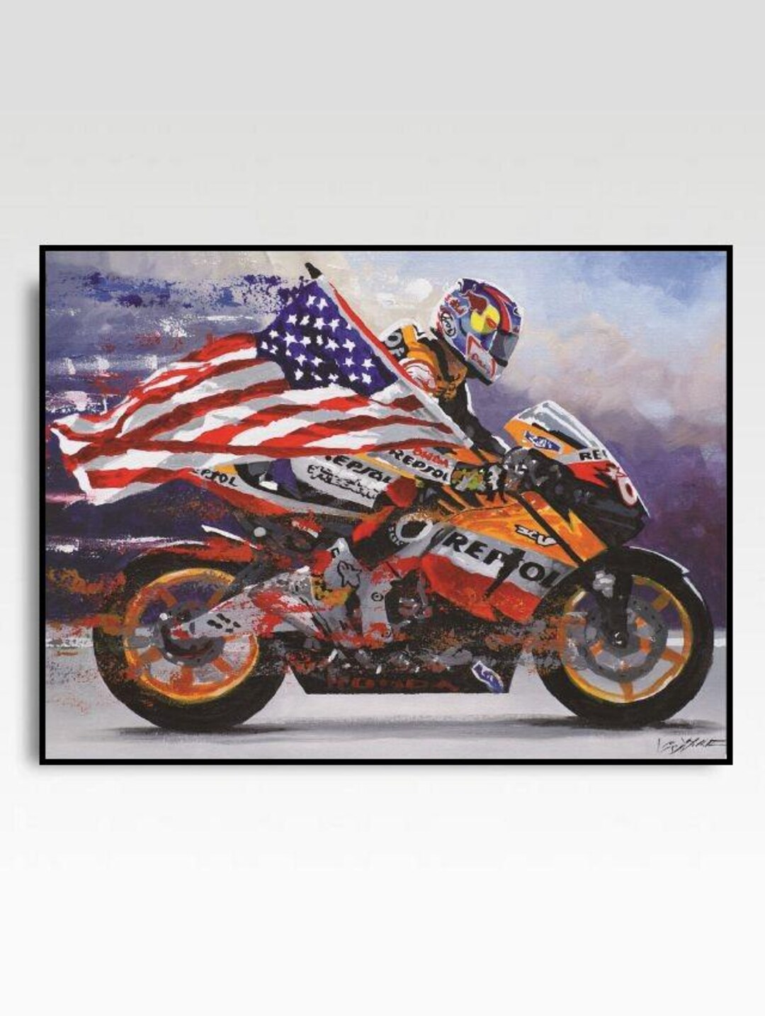 Nicky Hayden Art Print on Paper or Stretched Canvas Motogp
