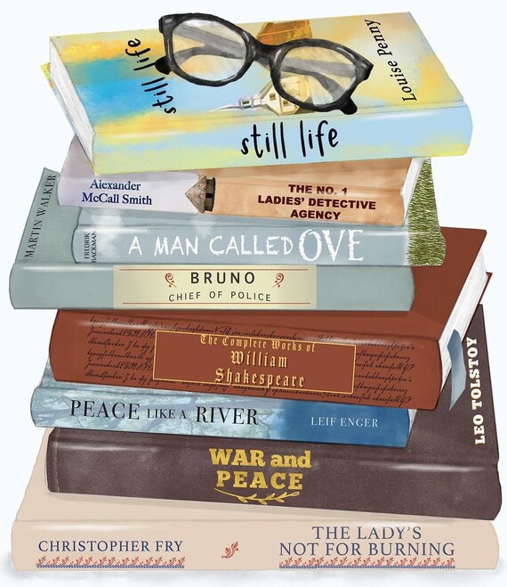 For the Love of Books Art Print PERSONALIZED W/8 Favorite