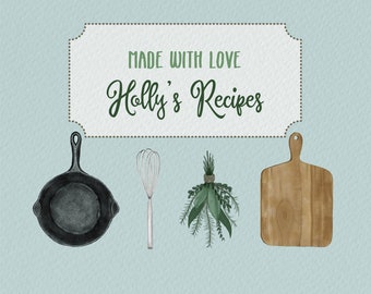 Custom Recipe Journal * Family Recipes * Welcome-to-the-Family, Wedding, Housewarming Gift * Kitchen Tools *Free Shipping in the US!