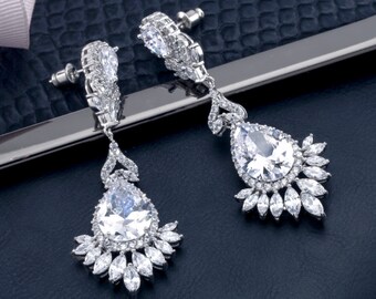 Bridal Earrings, Wedding Earrings, Wedding Jewelry, Bridal Jewelry, Crystal Earrings, Bridesmaid Earrings Rhinestone Earrings Cubic Zirconia
