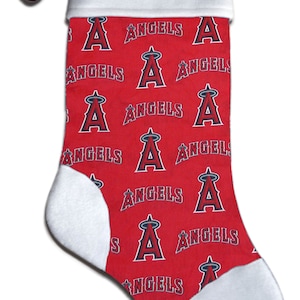 Personalized Baseball Christmas Stocking from MLB LA Los Angeles Angels Fabric