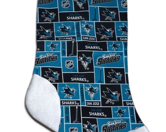 新しいパーソナライズされたNHLサンノゼシャークスカリフォルニアホッケークリスマスストッキングギフト