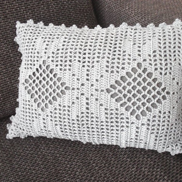 Crochet Pattern Very Romantic Cushion Cover,filet crochet, Instant Download Crochet Pillow pattern, PDF US terms whit chart