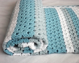 Crochet baby blanket pattern “Blue dreams”,white & turquoise newborn baby afghan,homemade baby shower gift,PDF pattern row-by-row US terms