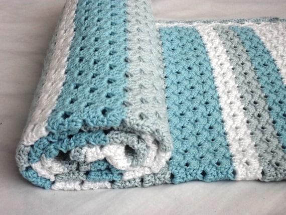 Verbazingwekkend Crochet baby blanket pattern Blue dreamswhite & turquoise | Etsy TT-02