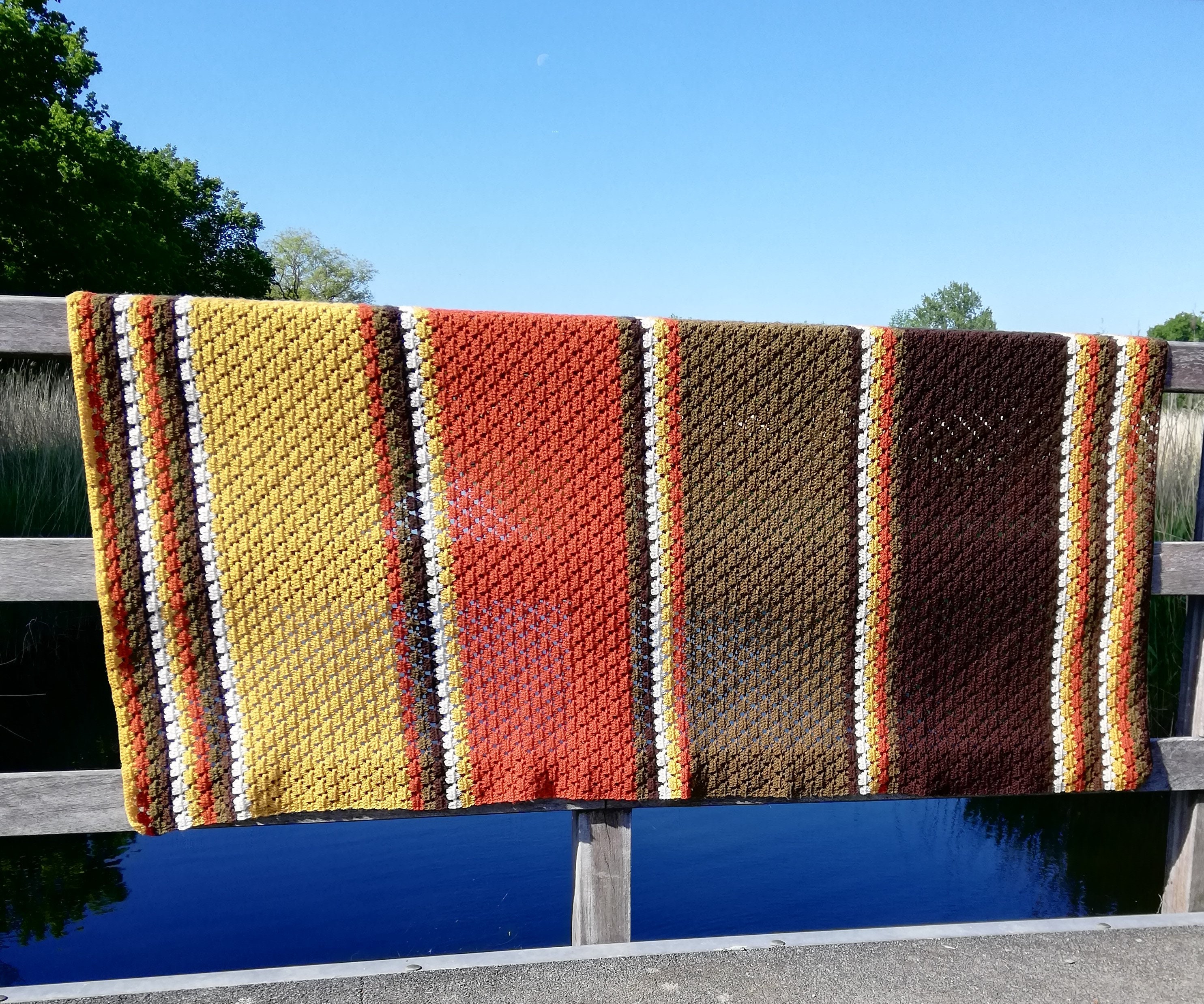 Easy Crochet Blanket Pattern PDF US Terms autumn Etsy