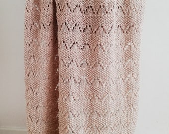 Blanket knitting pattern, Mimoza blanket easy knit blanket pattern, afghan knit pattern, bulky throw knit pattern, lacy aran blanket pattern