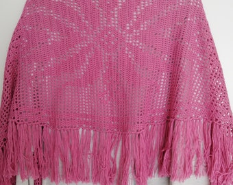Filet Crochet shawl pattern/Crochet stola pattern/Blythe crochet shawl pattern with flower motif/PDF wrap pattern with chart US terms