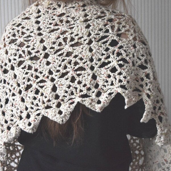 Crochet Rectangle shawl, Summer Breeze Lace Crochet Shawl, Handmade crochet wrap natural color, Cotton  dressy shawl, Romantic crochet stole