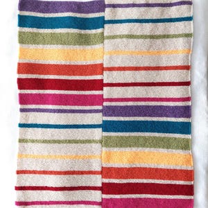 Knitting pattern baby blanket, Beginners patern Gartner stitch baby blanket in rainbow colors, Easy newborn knit blanket, baby shower gift