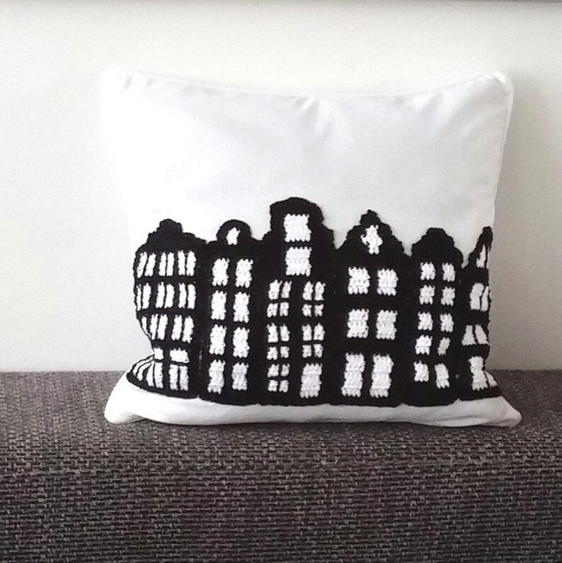 Crochet Pillow Cover amsterdam Handmade 16 X16 Gray Etsy