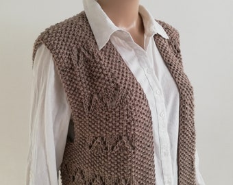 Sleeveless cardigan knitting pattern,women long vest knit pattern,Ladies Classic knit vest pattern,Winter Prairie vest,Long Line Cardigan