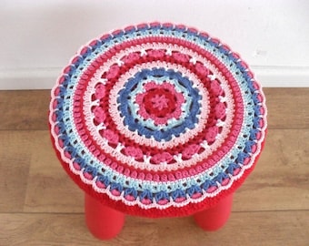 Stool cover crochet pattern Ikea Mammut / Bohemian chair cover/round crochet pillow pattern US terms/crochet mandala/colorful crochet cover