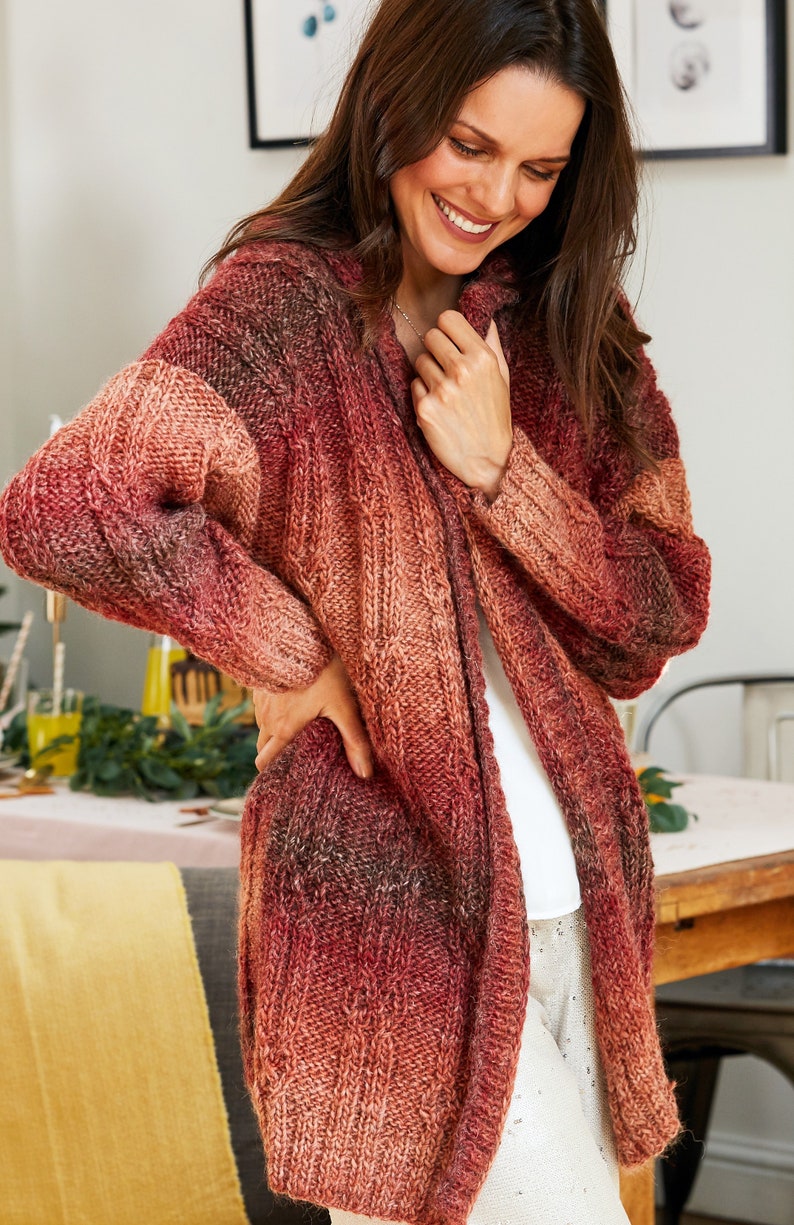 Knitting cardigan pattern,Cigla cardigan oversized coat knit pattern,textured knitting sweater pattern,PDF cabled jacket pattern size XS-5X image 1
