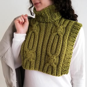 Knit Pattern Neckwarmer,Chunky Cable Knit Pattern Dickey,Turtleneck Women Collar Pattern,Dickie Turtleneck Knit Pattern,Cowl Knit Pattern