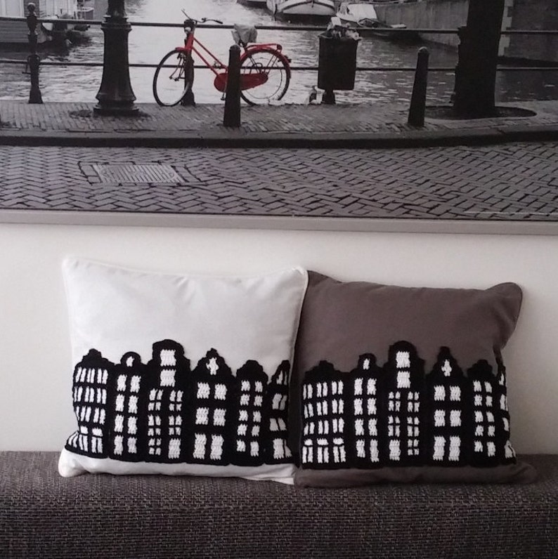 Crochet Pillow Cover amsterdam Handmade 16 X16 Gray Etsy