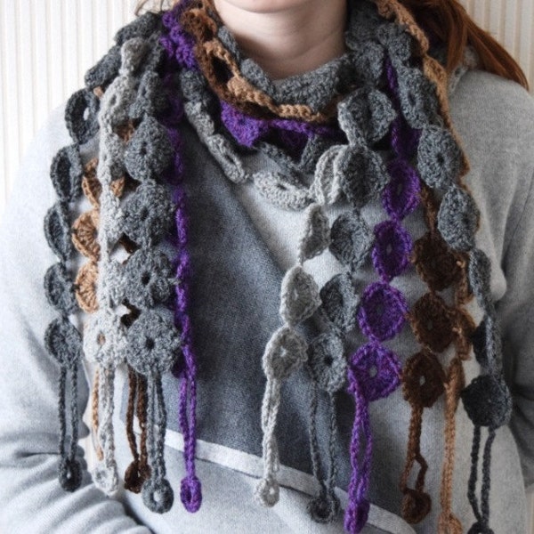 Crochet scarf pattern, Noblice crochet scarf, PDF circle scarf pattern, fun and easy scarf pattern, trendy crochet scarf, Instant Download
