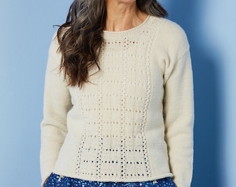 Knitting pattern / sweater pattern / Hemera sweater / beginner pullover pattern / knitting women pattern / lace jumper pattern sizes XS-5X