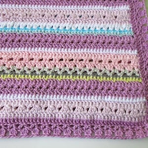 Fantasy crochet baby blanket pattern,“Pretty pastel”baby blanket,Mixed stitch stripey blanket,homemade baby shower gift,newborn baby afghan