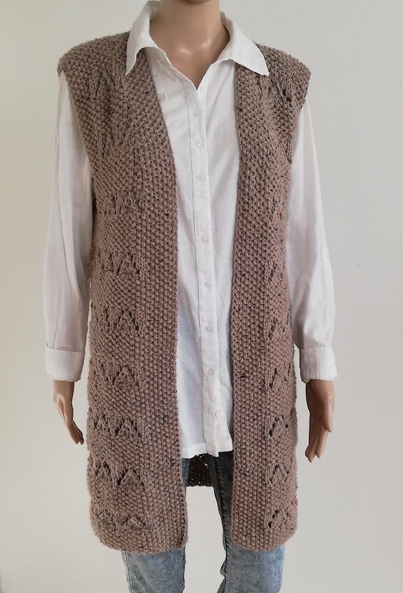 Sleeveless Cardigan Knitting Patternwomen Long Vest Knit - Etsy