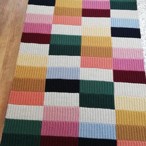 Blanket knitting pattern, Patchwork Earth blanket pattern, zero waste throw knitting pattern, afghan knit pattern, striped blanket pattern