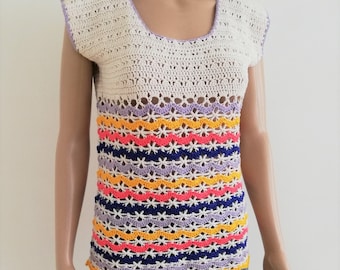 Modèle de crochet femme / Modèle de haut d'été au crochet / Modèle de vêtement au crochet S-3XL / Modèle de haut « Traces dans le sable » (PDF) / Patron de vêtement au crochet