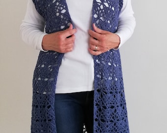Crochet Pattern / Long Crochet Duster Cardigan / Lace Crochet Summer vest Pattern  / Beginner Sweater / Summer Breeze Duster Pattern PDF