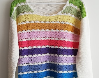 Crochet pattern women, Sweet Pastel sweater PDF crochet jumper pattern size XS-3XL, crochet clothing pattern, women crochet pullover pattern