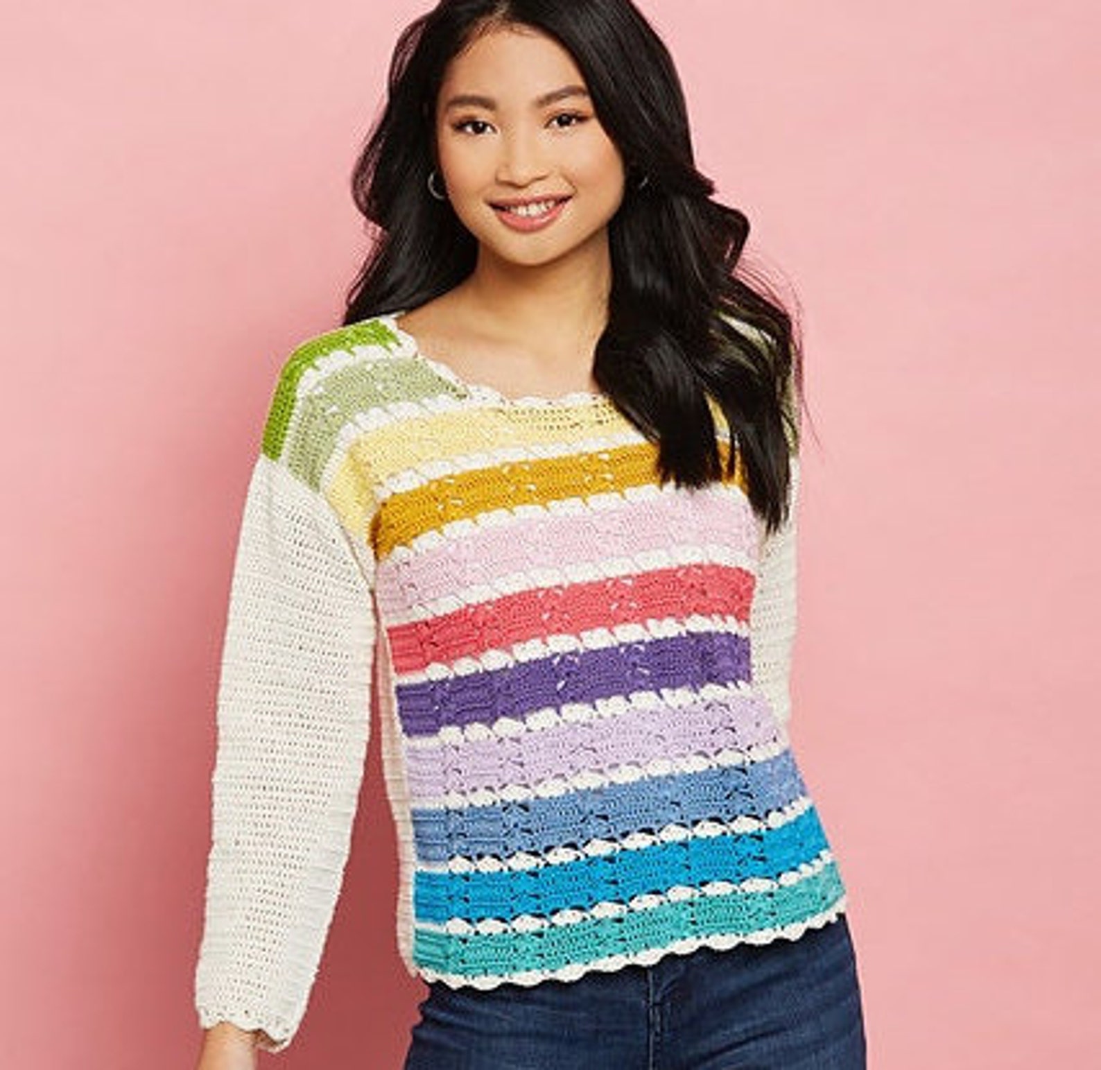 Crochet Pattern Women, Sweet Pastel Sweater PDF Crochet Jumper Pattern