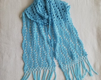 Crochet shawl pattern, Crochet Wrap Pattern, Crochet scarf pattern, Lace stole pattern, Wild Blue Yonder crochet scarf pattern US terms,