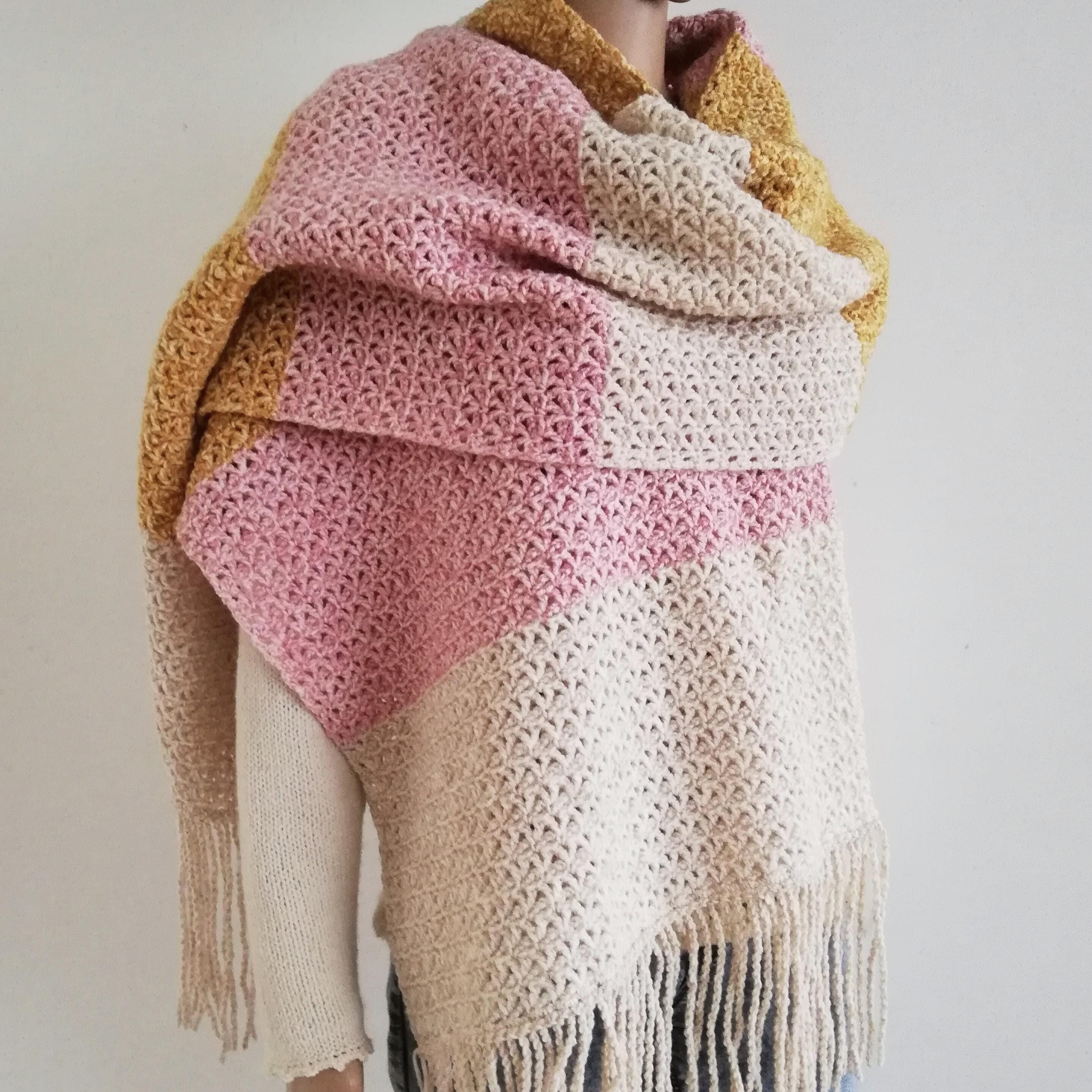 Crochet Shawl Pattern / Huge Striped Wrap Pattern / Crochet Scarf ...