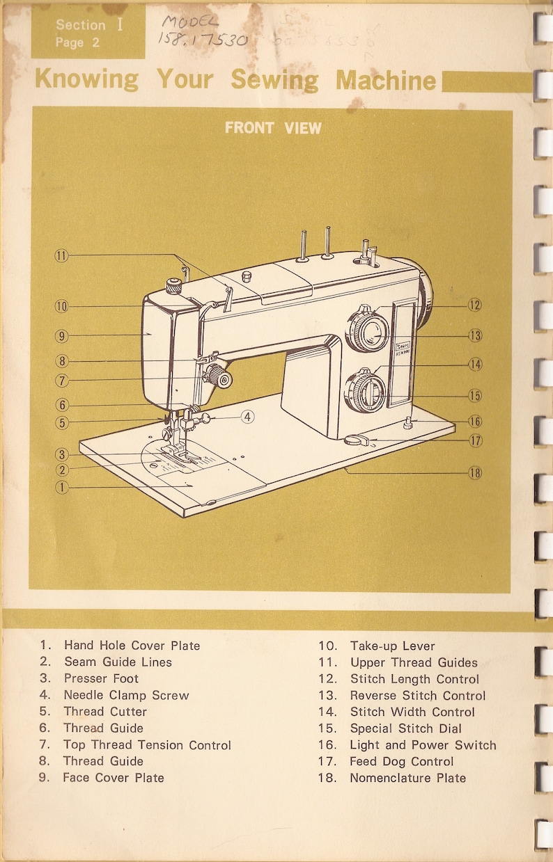 Sears Kenmore sewing machine Owners manual model 1753 Kenmore | Etsy