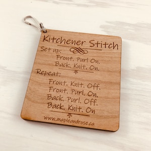 Kitchener Stitch Guide, Yarn, Yarn guide, Knit, Purl, Engraved wood, Project bag