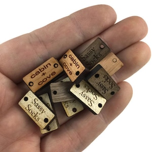 MINI-28 Custom Wood Tags/0.75"x0.375"/Solid Wood/Custom/Laser Engraved/Laser Cut