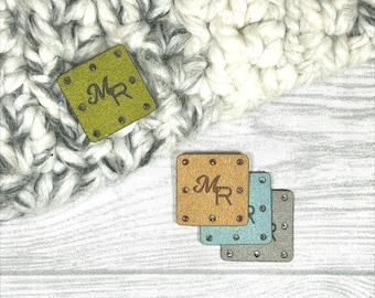 Suede Square 1" Garment Tags - 40 per set - Custom Labels