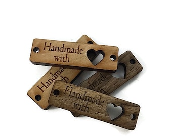 HANDMADE Wood Narrow Tags - 10 tags