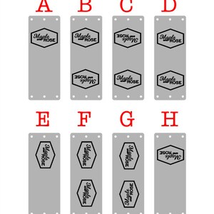 May include: A collection of eight rectangular, gray-colored objects with rounded corners. Each object features the text "Maple and Rose" in a black, hexagonal design. The objects are arranged in two rows of four, labeled A through H.